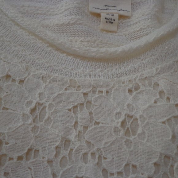 FIRM NWT Anthropologie one september Laceveiled Pullover XS Ivory 3/4 Sleeves - Picture 6 of 16